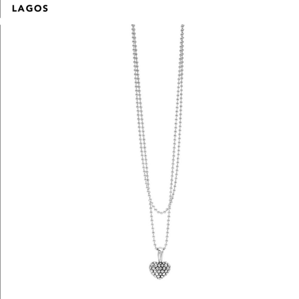 LAGOS Sterling Silver beaded heart necklace